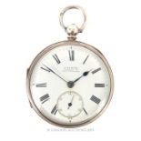 A Late Victorian Sterling Silver Pocket Watch By H. Samuel.