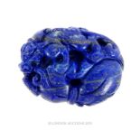 A Large Carved Lapis Lazuli Peanut With Dragon.