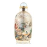 A Snuff Bottle, Depicting A Pastoral Landscape.