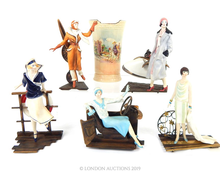 An Albany Limited Edition Figurine Khartoum, A Set Of Five Women In 1920s Attire With A Doulton Vase