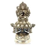 A Tibetan White Metal Three Part Bhudda.