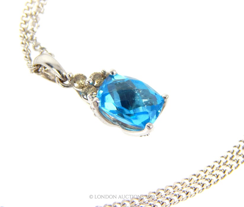 Aquamarine And Diamond Pendant Necklace. - Image 3 of 4
