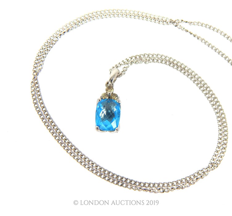 Aquamarine And Diamond Pendant Necklace. - Image 4 of 4