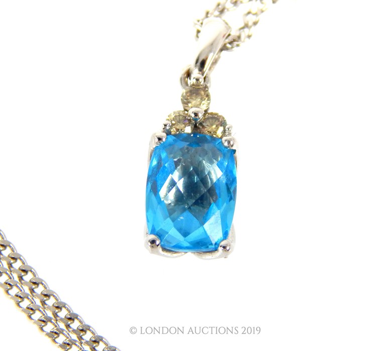 Aquamarine And Diamond Pendant Necklace.