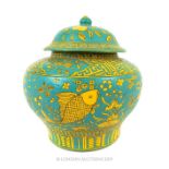 A Turquoise And Yellow Ming Style Ginger Jar.