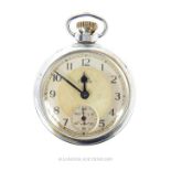 A Smiths Empire Pocket Watch, Made In Great Britain, Unjeweled Movement With A Two Tone Face.