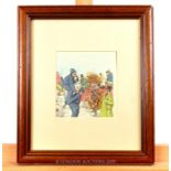 A Punch Cartoon Framed, Of A Victorian Traffic Scene. 30 x 35 cm.