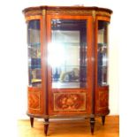 An Inlayed Mahogany Glazed Front Display Cabinet 180 x 127 x43 cm.