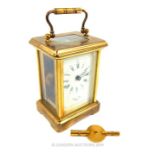 A 20th Century Brass Carriage Clock By Bornand Freres of Bicester.