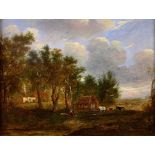 A 19th Century Oil Panel Landscape By Patrick Nasmyth Signed And Dated 1823, 36 x 32 cm.