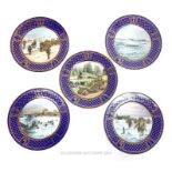 Five Spode Commemorative Plates Depicting Various Military Scenes.