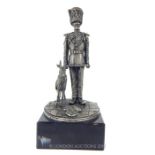 A Pewter Military Statue Of A Guardsman With A Goat Mascot