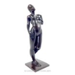 A Large Bronze Statue Of A Nude Lady. Mid 20th century Artist: Deville Chabrolle. H: 55 cm