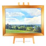 A David Morgan Oil On Canvas Of A Verdant landscape, Richmond Hill of local interest. 1 metre