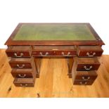 A Leather Topped 19th Century Pedestal Desk.