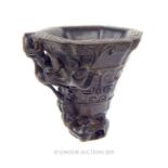 A Horn Libation Cup Depicting Creatures.