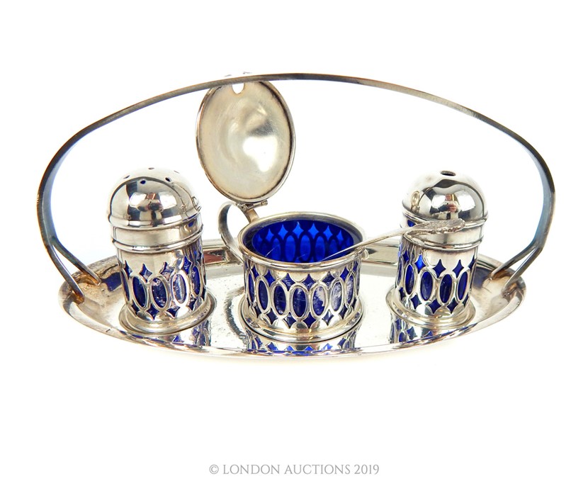 A Silver Plated Condiment Set. - Image 2 of 2