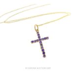 Amethyst Cross Pendant With Chain.