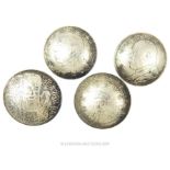 Four White Metal Chinese Buttons.