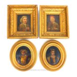 Two Oil On Copper Paintings Of Artists & Two Oil On Copper Paintings of Henry VIII And His Son