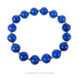 A 9 Carat Gold Lapis Lazuli Expandable Bracelet.