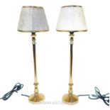 Two Gilt Lamps With Goats Fur Shades.