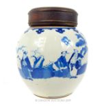 A Chinese 19th Century Blue And White Ginger Jar.