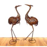 A Pair Of Blacksmithed Industrial Style Crane Statues.