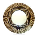 A Contemporary Round Mirror With Mother of Pearl Inlay.