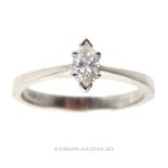 A Marquise Diamond Single Stone Ring.