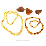 A Quantity Of Raw Amber Plus An Amber Necklace And Other.