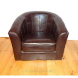 A Single Low Leather Tub Chair