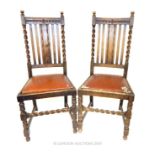Two Leather Upholstered Late 19th Century Chairs