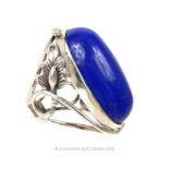 A Dress Ring Set With Lapis Lazuli.