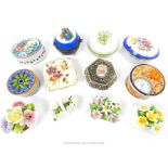 A Collection Of Various Ceramic Pill Boxes.