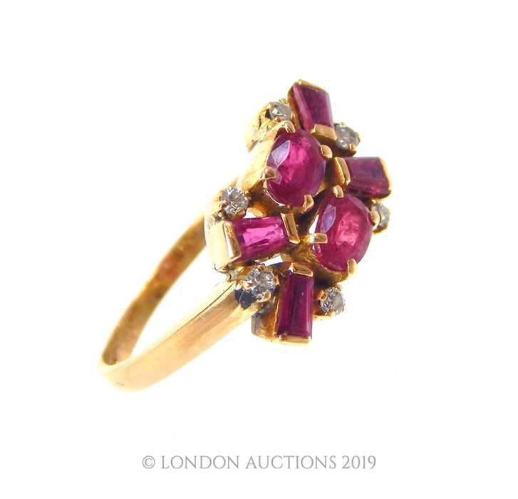 A Ruby And Diamond Cluster Ring. - Image 3 of 3