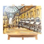 An Oil on Canvas of an Italian Station Scene, by Jose Lopez De La Fuerte.