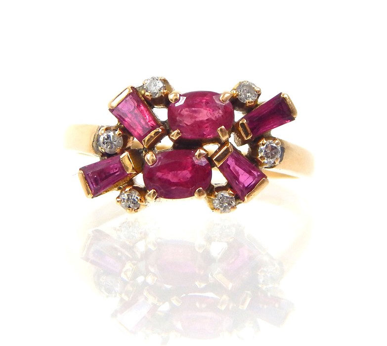 A Ruby And Diamond Cluster Ring. - Image 2 of 3