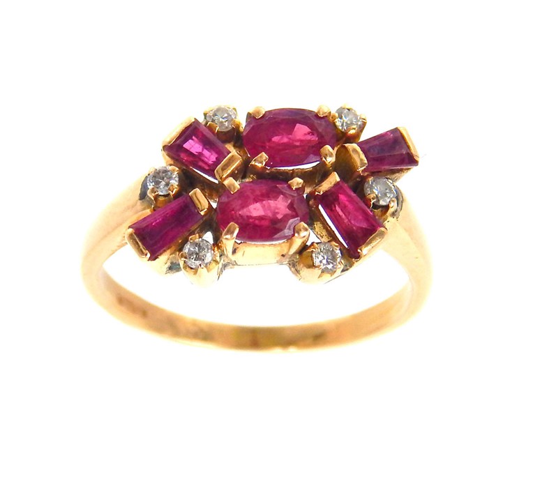 A Ruby And Diamond Cluster Ring.