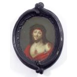 A 16th Century Renaissance Oil On Lead Portrait.