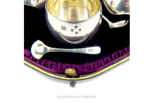 A Cased Set Of Six Victorian Sterling Silver Salts Plus Spoon. - Image 2 of 2