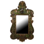 An 18th Century Italian Renaissance Parcel Gilt Carved Wood Mirror.