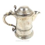 A 1734 Hallmarked Very Early Georgian Sterling Silver Lidded Drinking Tankard By Francis Spilsbury