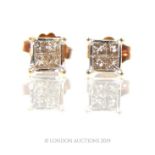 A Gorgeous Quality 14 Carat Gold Pair Diamond Stud Earring.