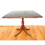 A Mahogany Card Table With Leather Top.