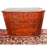 A MAHOGANY WITH INLAY CHEST OF DRAWERS.