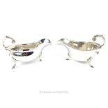 Two Sterling Silver Sauce Boats.