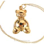 A Vintage 9 carat Gold Teddy Bear Pendant And Chain.