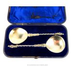 A Victorian cased Set Apostle Serving Spoons.