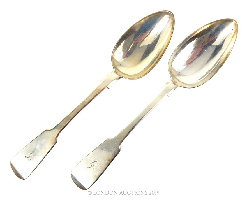 A Pair Of Georgian Sterling Silver Spoons, Hallmarks indistinct